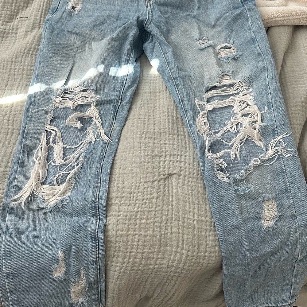 Just Black Blue Boyfriend Jeans Distressed Style